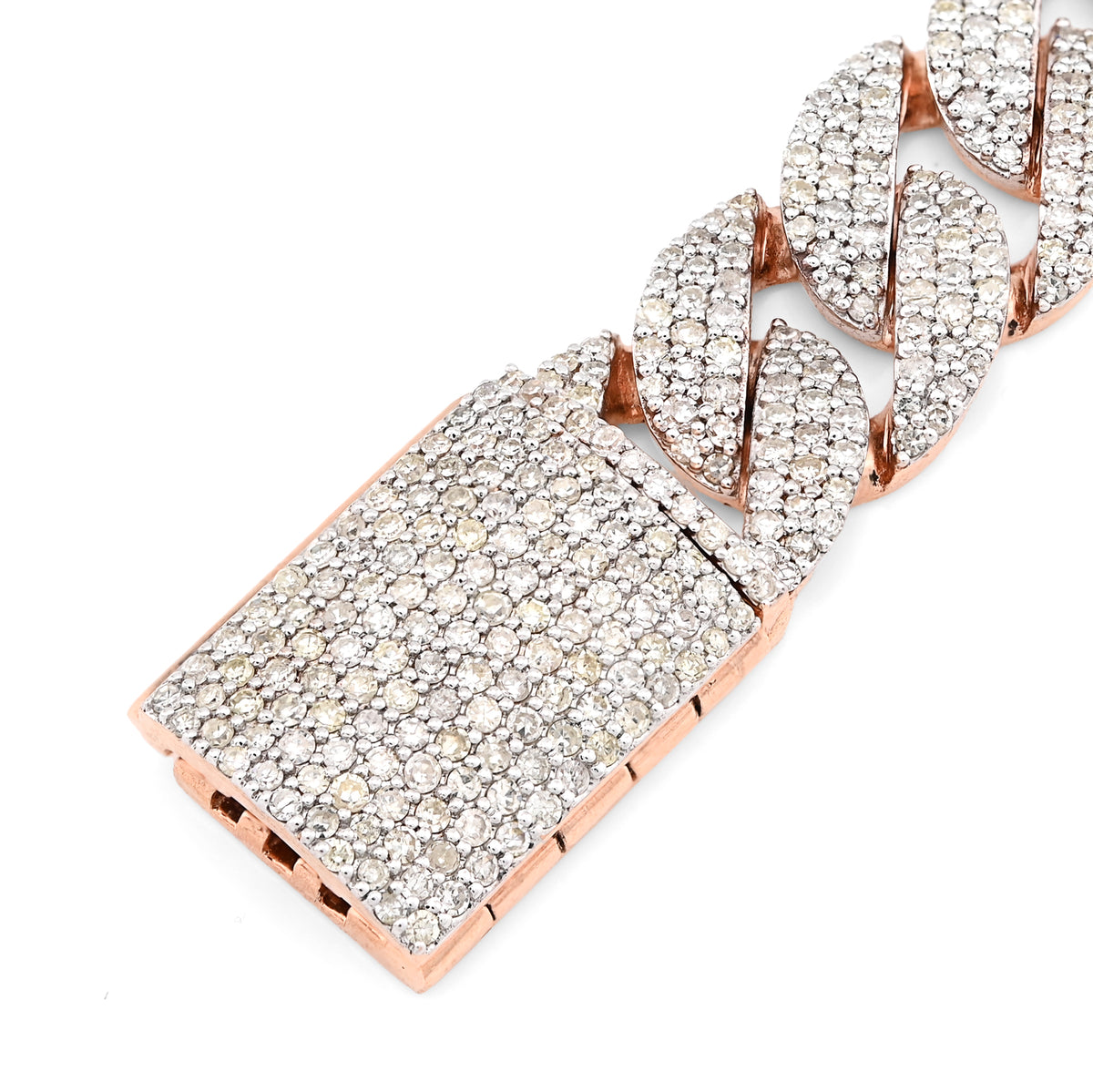 10K Rose Gold 10mm Natural Diamond 5.6CT Cuban link Bracelet 7.5" Men 23.2g — view 1