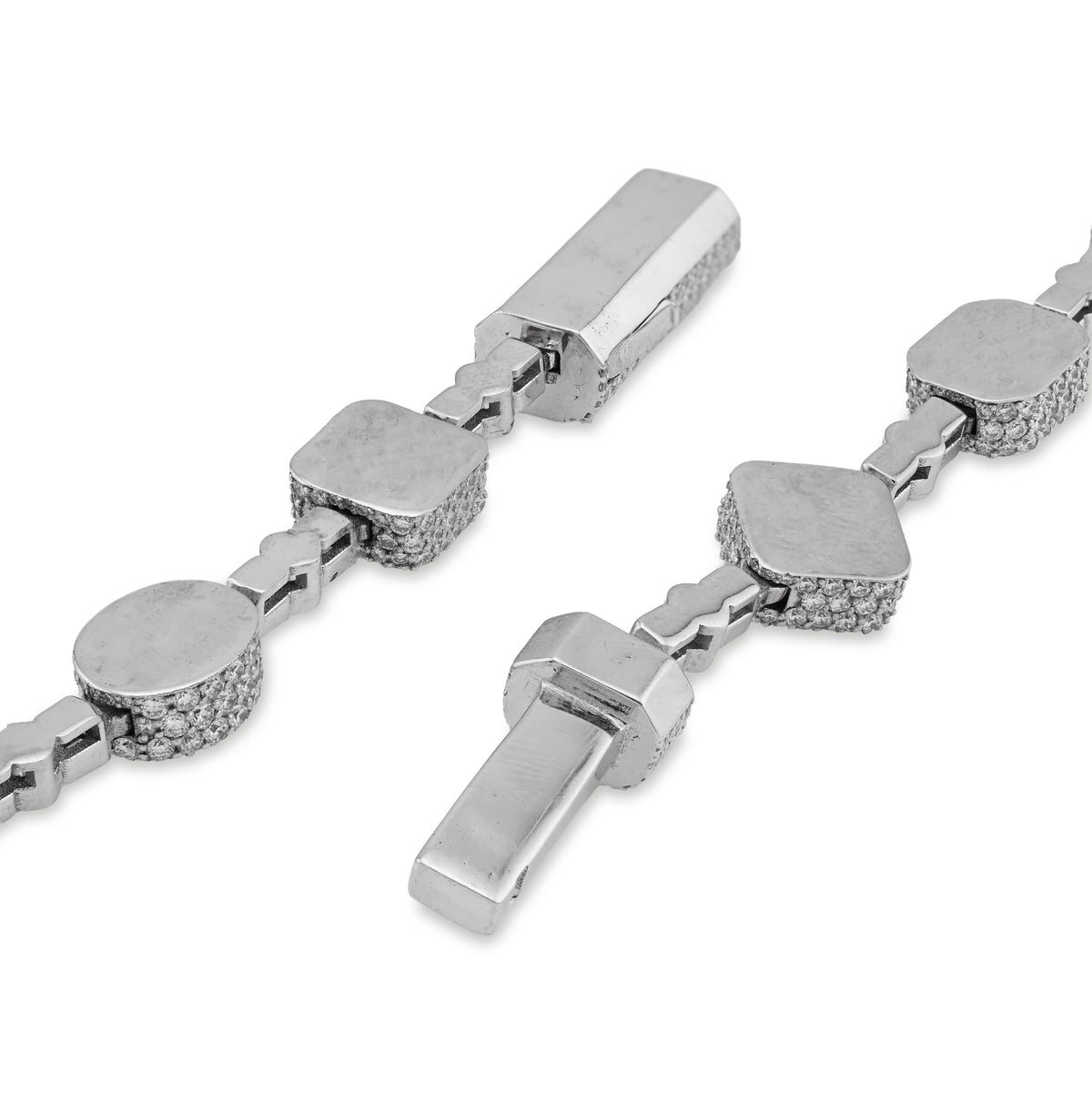 10K White Gold 58.02CT Lab Solitaire Diamond Chain Men Women — view 9