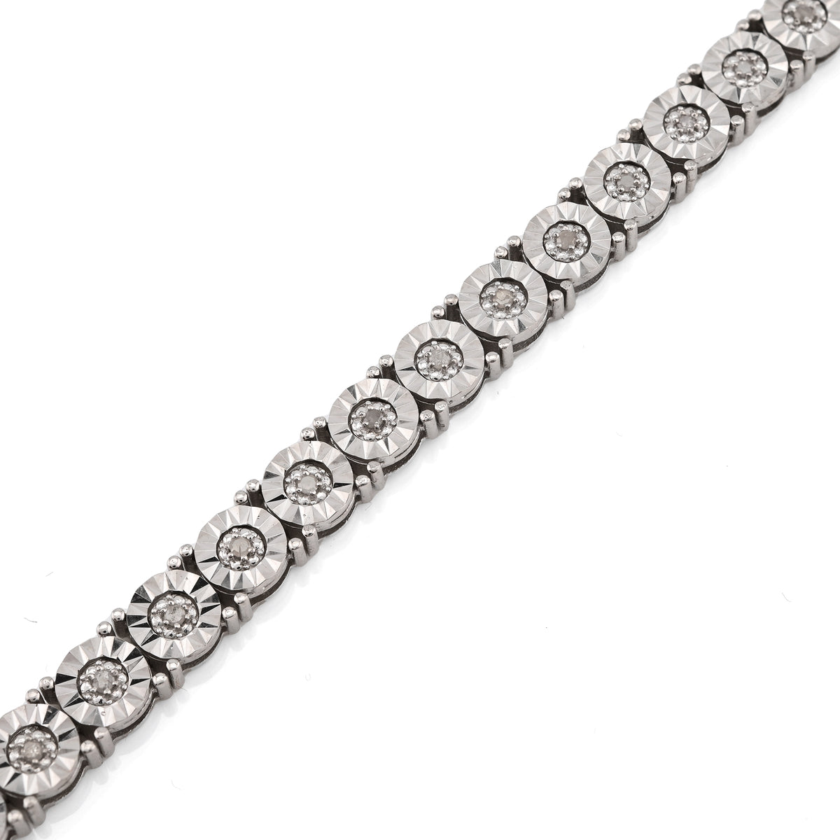 925 Silver 0.8CTW Natural Diamond Tennis Bracelet 5MM 8" Men — view 1