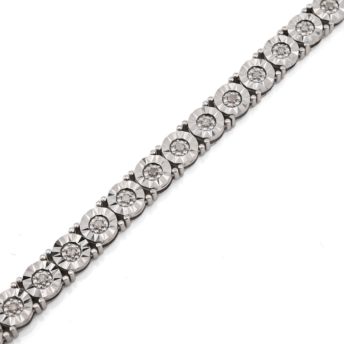 925 Silver 0.8CTW Natural Diamond Tennis Bracelet 5MM 8" Men — view 1