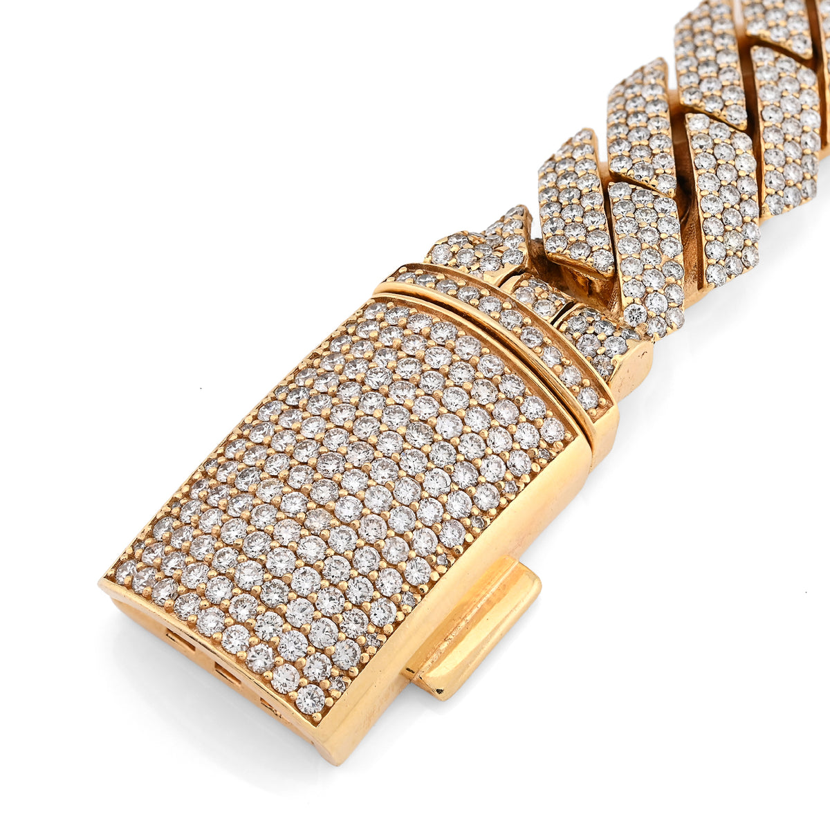 10K Yellow Gold 16.83CT Natural Diamond 92.30g 16MM Snake Cuban Link Men Bracelet 8"  — view 2