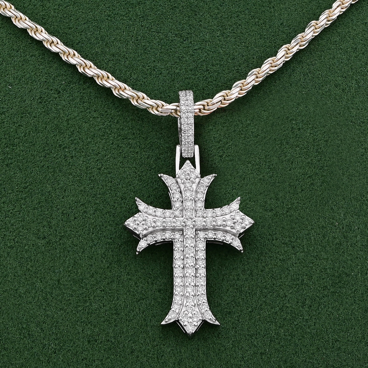 Gothic Style Cross Pendant 1.30CT Lab Diamond 925 Silver Men Women Charm — view 2