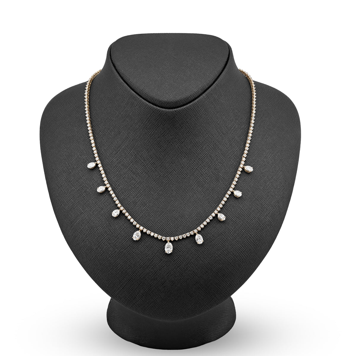 14K yellow Gold 9.52 CT Lab Diamond Solitaire Tennis Chain 17" Women 18.8 g Necklace — view 3