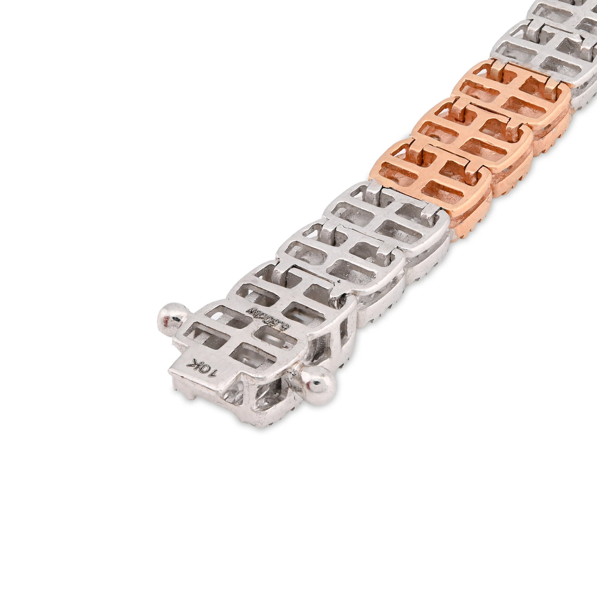 10K Rose/White Gold 2 Tone 5.50 Ct Natural Diamond Baguette/Round 8" Single Row Tennis Bracelet 6.5MM 15.8g — view 6