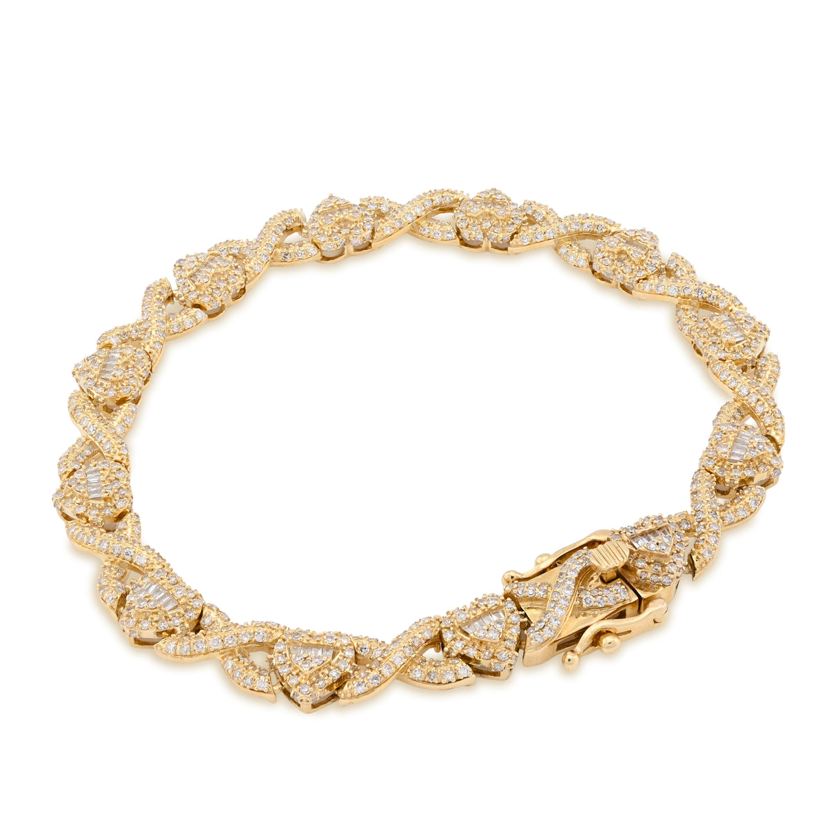 10K Yellow Gold 2.6 CT Natural Diamond Infinity Heart Bracelet 7MM 7.5" Women  — view 1