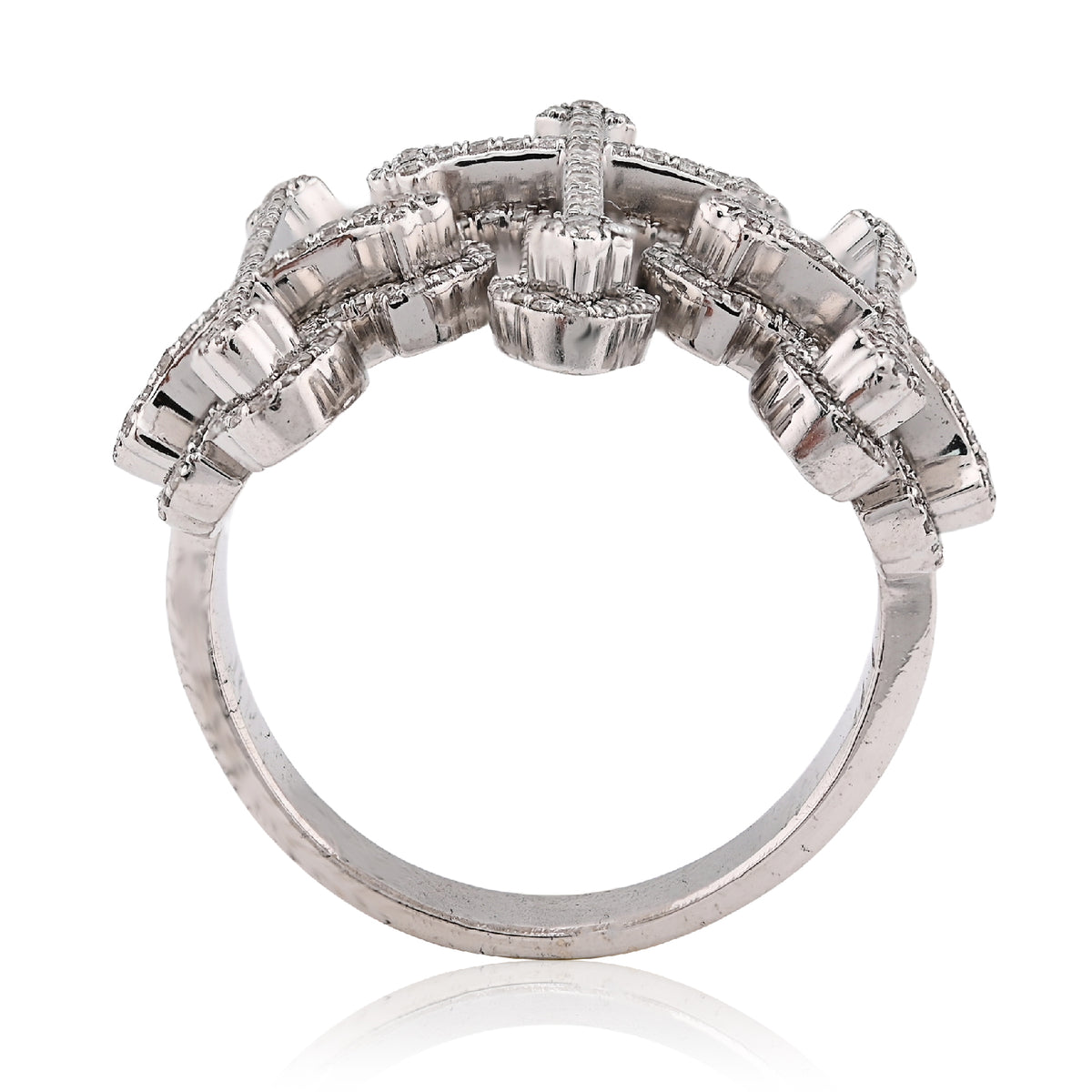 10K White Gold Three Cross 1CT Natural Diamond Men Pinky Ring — view 6