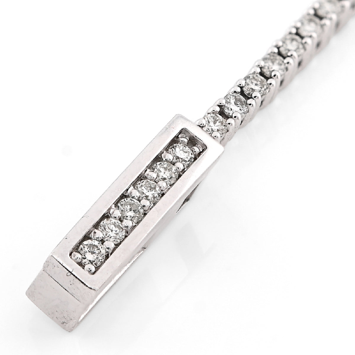 14K White Gold 1.25 CT Natural Diamond Heart Tennis Bracelet Women 7"  — view 2
