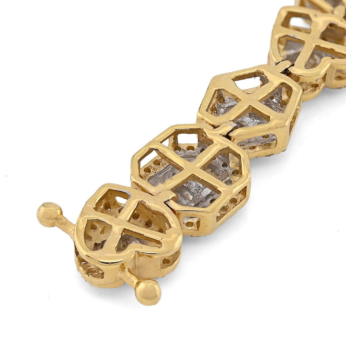 10K yellow Gold 2.33CT Natural Diamond Round/baguette Designer Bracelet 7.5MM Men Women 7"  — view 7