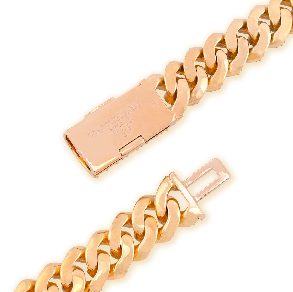 10K yellow Gold 25CT Natural Diamond Round 12MM Cuban Link Chain Men 24" Necklace — view 3