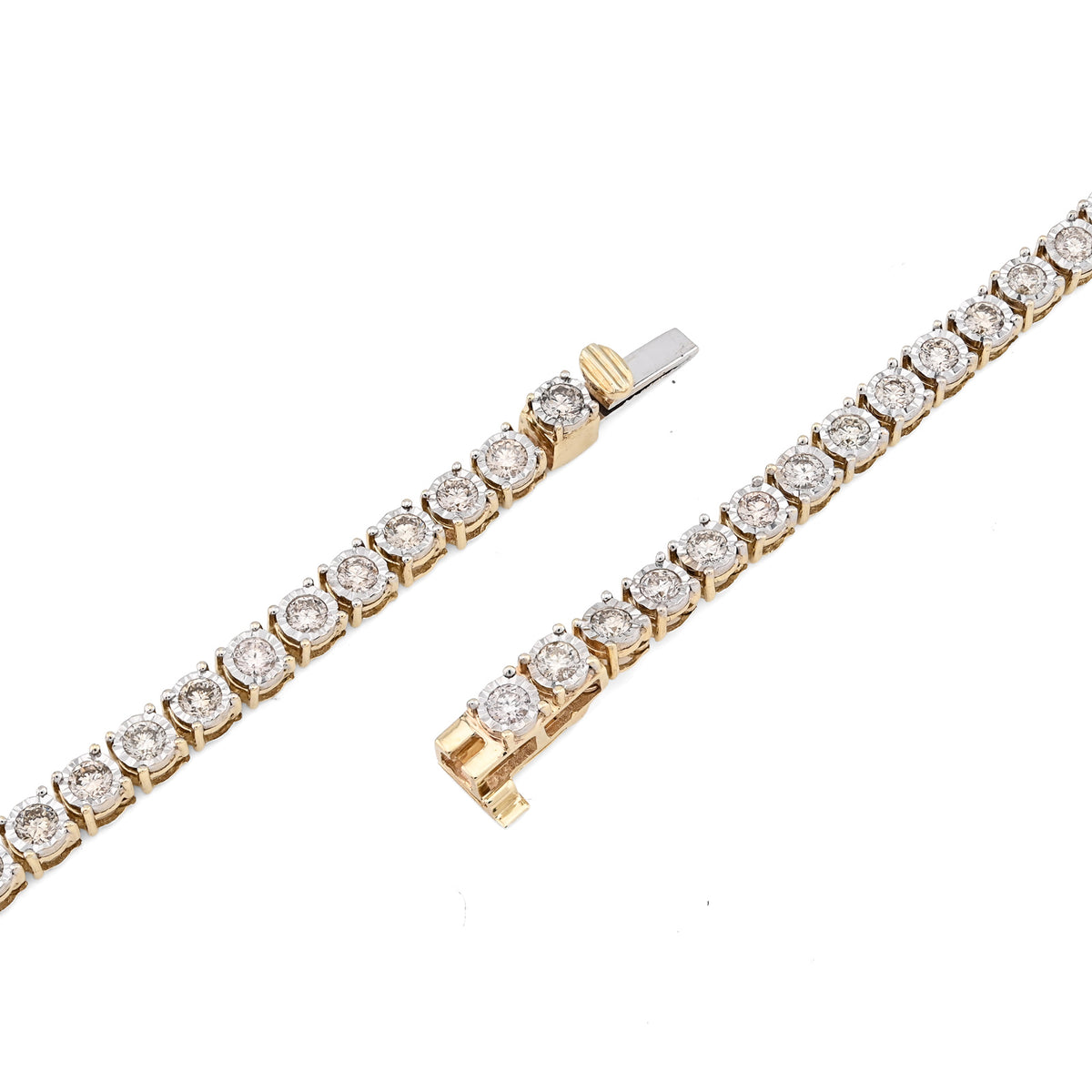 10K Yellow Gold 9.50 CT Natural Diamond Illusion Set Tennis Chain 3 MM 24" Men Necklace — view 4
