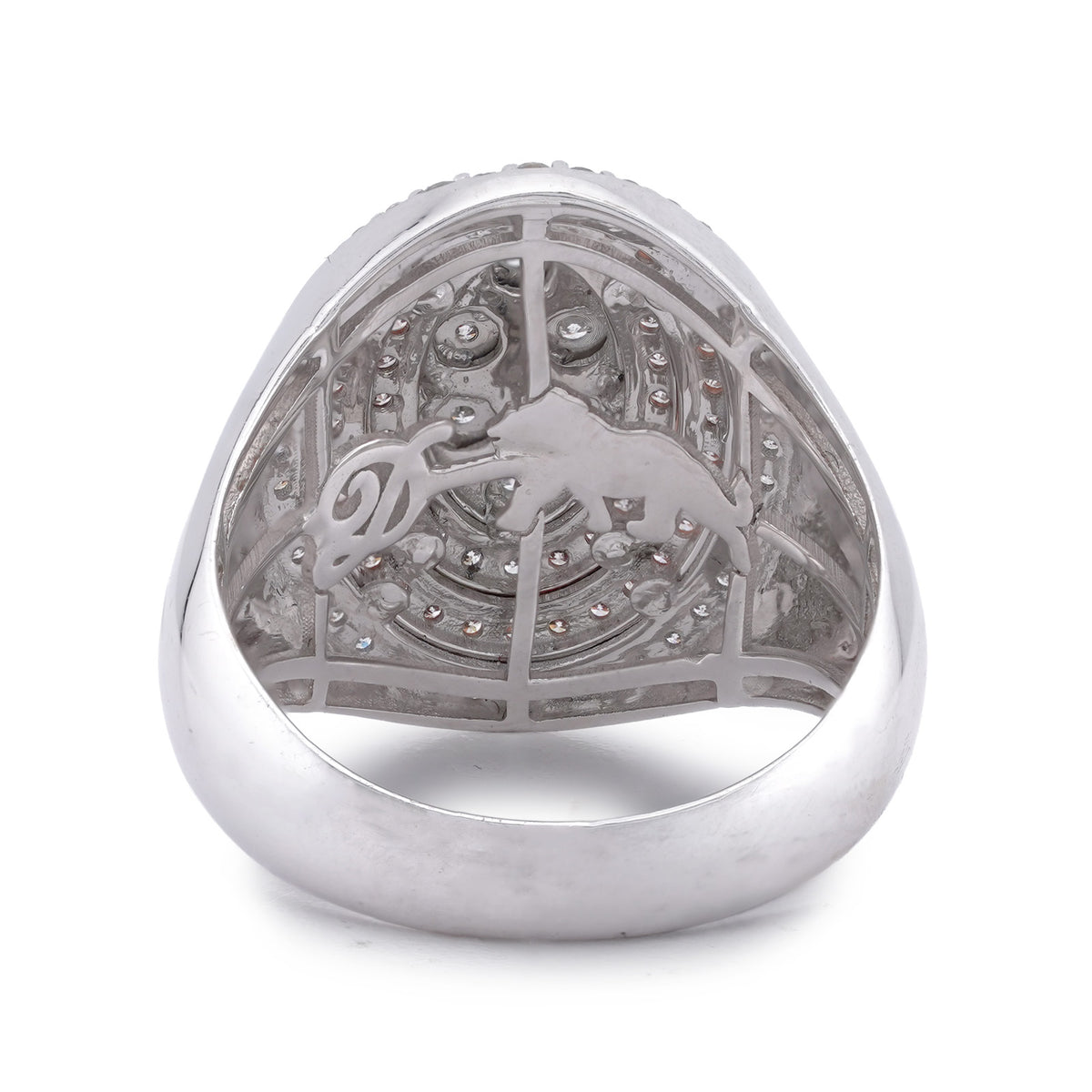 Oval Halo Three Tone 1ct Natural Diamond 10K Gold Men Ring