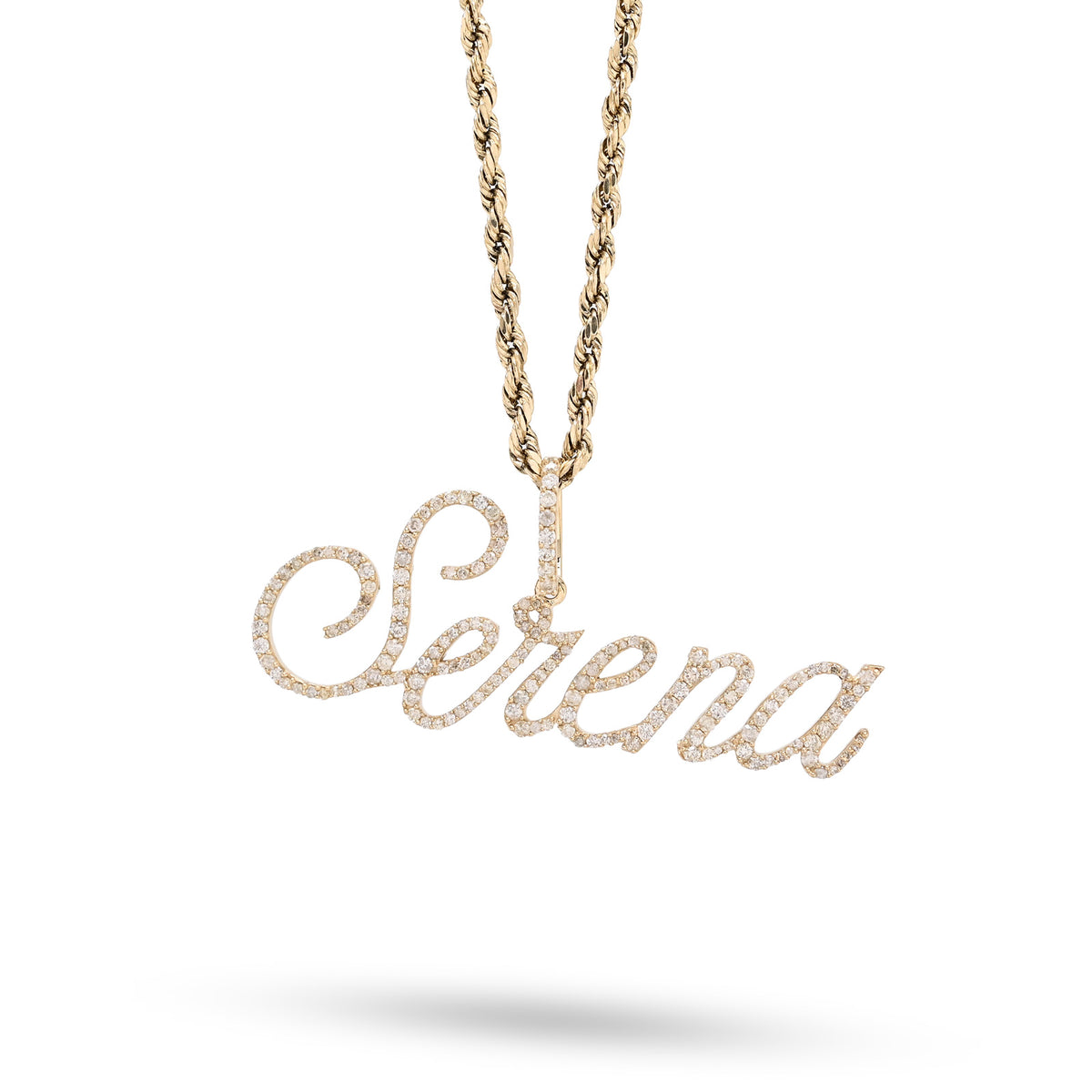 10K Yellow Gold 1 CT Natural Diamond "SERENA" Name Pendant 3.1 g Women Charm — view 4