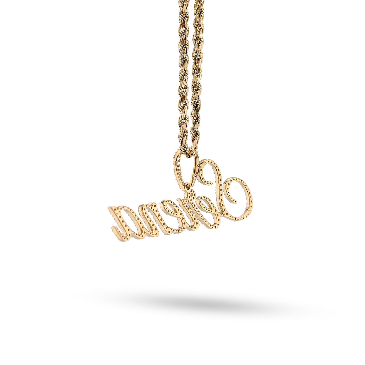 10K Yellow Gold 1 CT Natural Diamond "SERENA" Name Pendant 3.1 g Women Charm — view 5