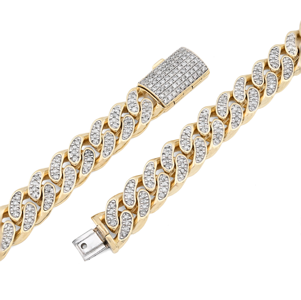 10K Yellow gold 9.7 CT Natural Diamond Cuban Link Chain 11.5 MM 22" Men Necklace 128.6 g — view 5