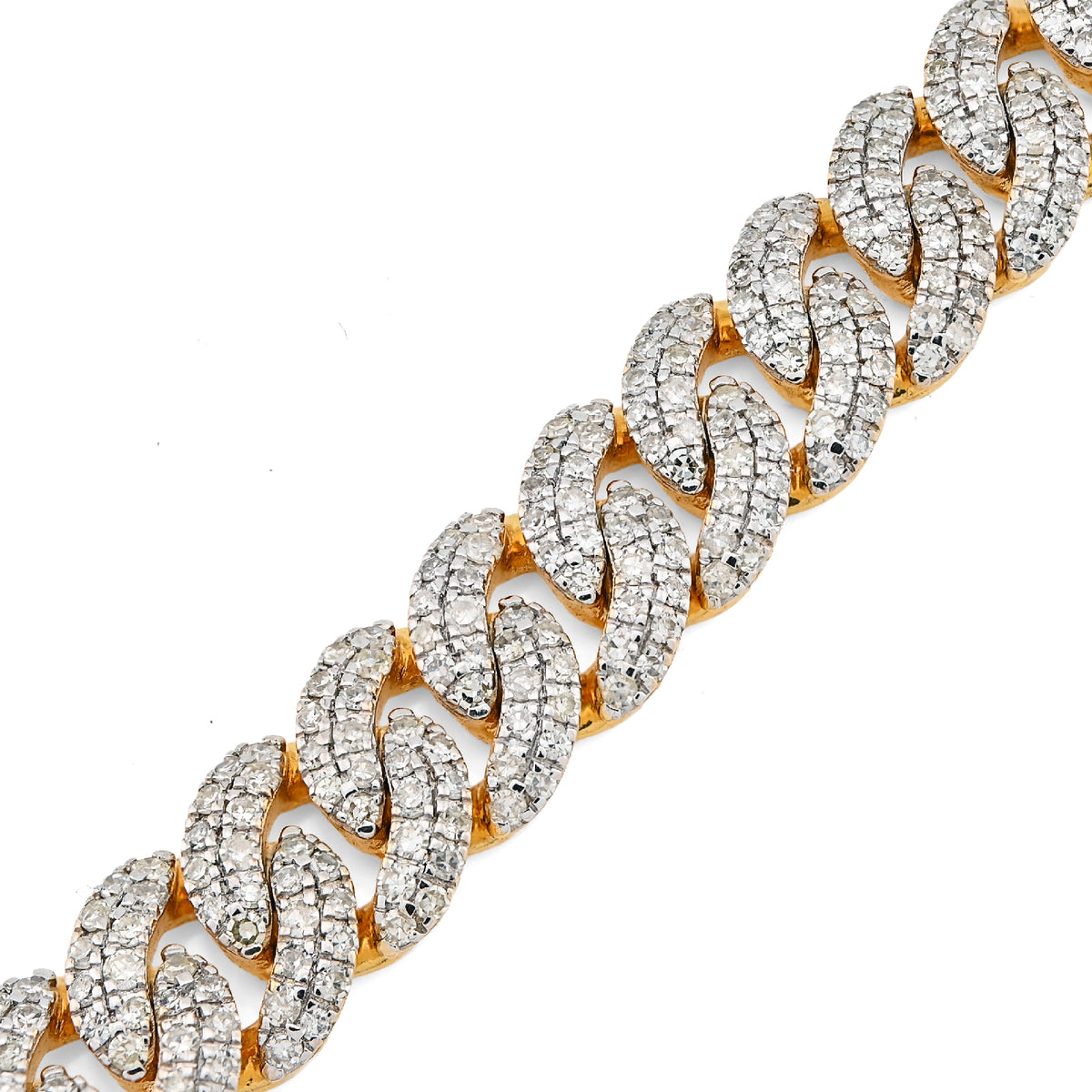 10K Yellow Gold 4.6CT Natural Diamond 8MM Round Cuban Link Bracelet 8" Bracelet Men 25.8g — view 4