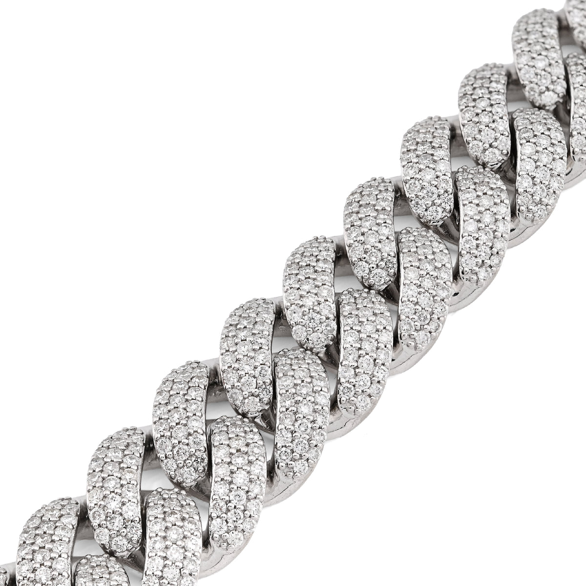 10K White Gold 10.31CT 100g Natural Diamond 14MM Cuban Link Bracelet Men 8" — view 3
