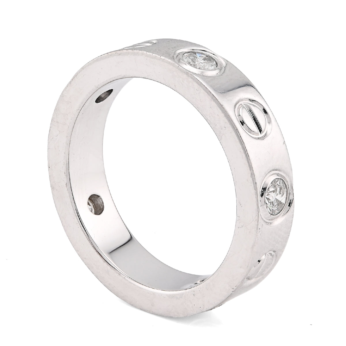14K White Gold 0.74CT Natural Diamond Cartier 5 Diamond Love Ring Men Band — view 5