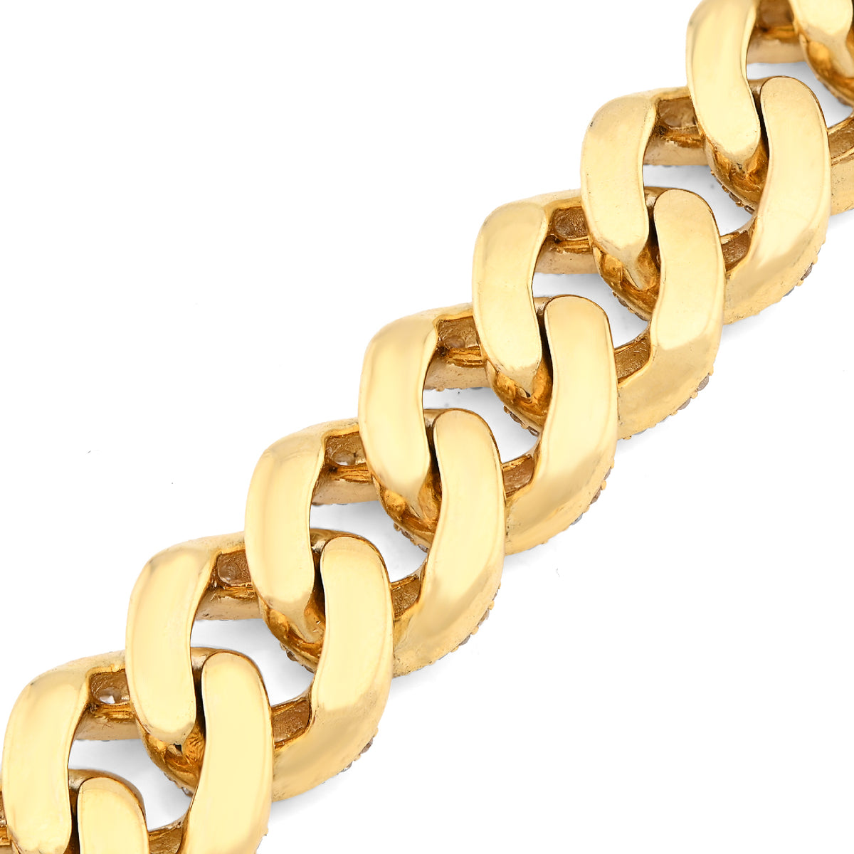 10K Yellow Gold 10MM Natural Diamond 5.47CT Round/Baguette Cuban Link Bracelet 8" Men 41.4g  — view 4