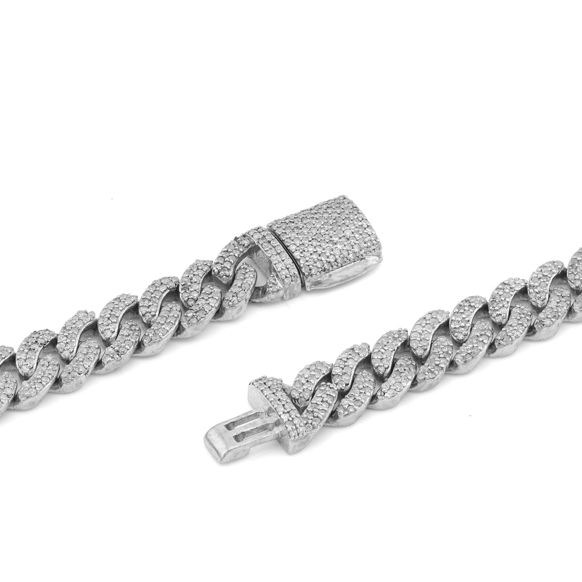 925 SS 8.10CT Natural Diamond 7MM Round Cuban Chain 22" Men Women Necklace — view 5