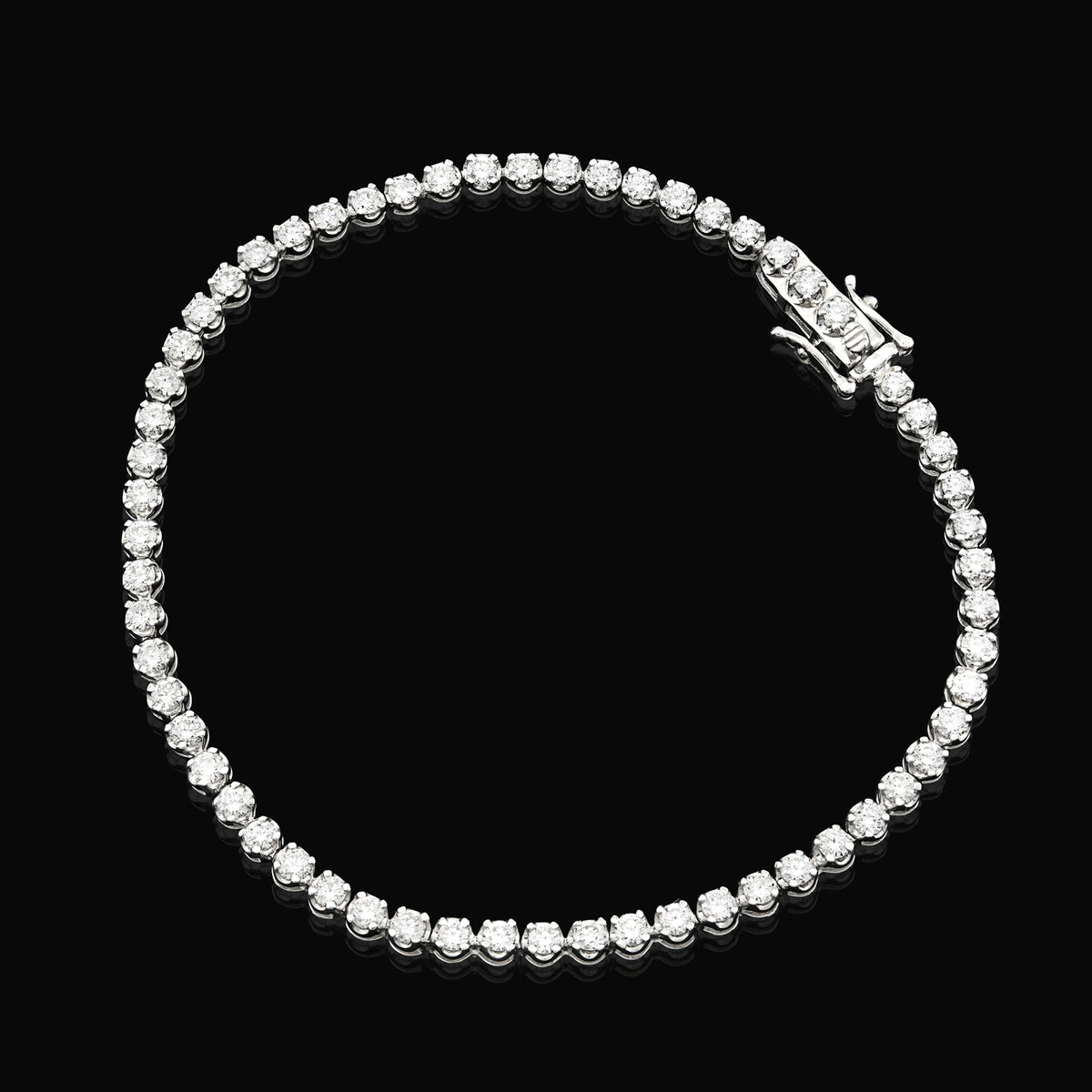 925 Silver 2 CTW Lab Diamond Bracelet 7" Men Women — view 2