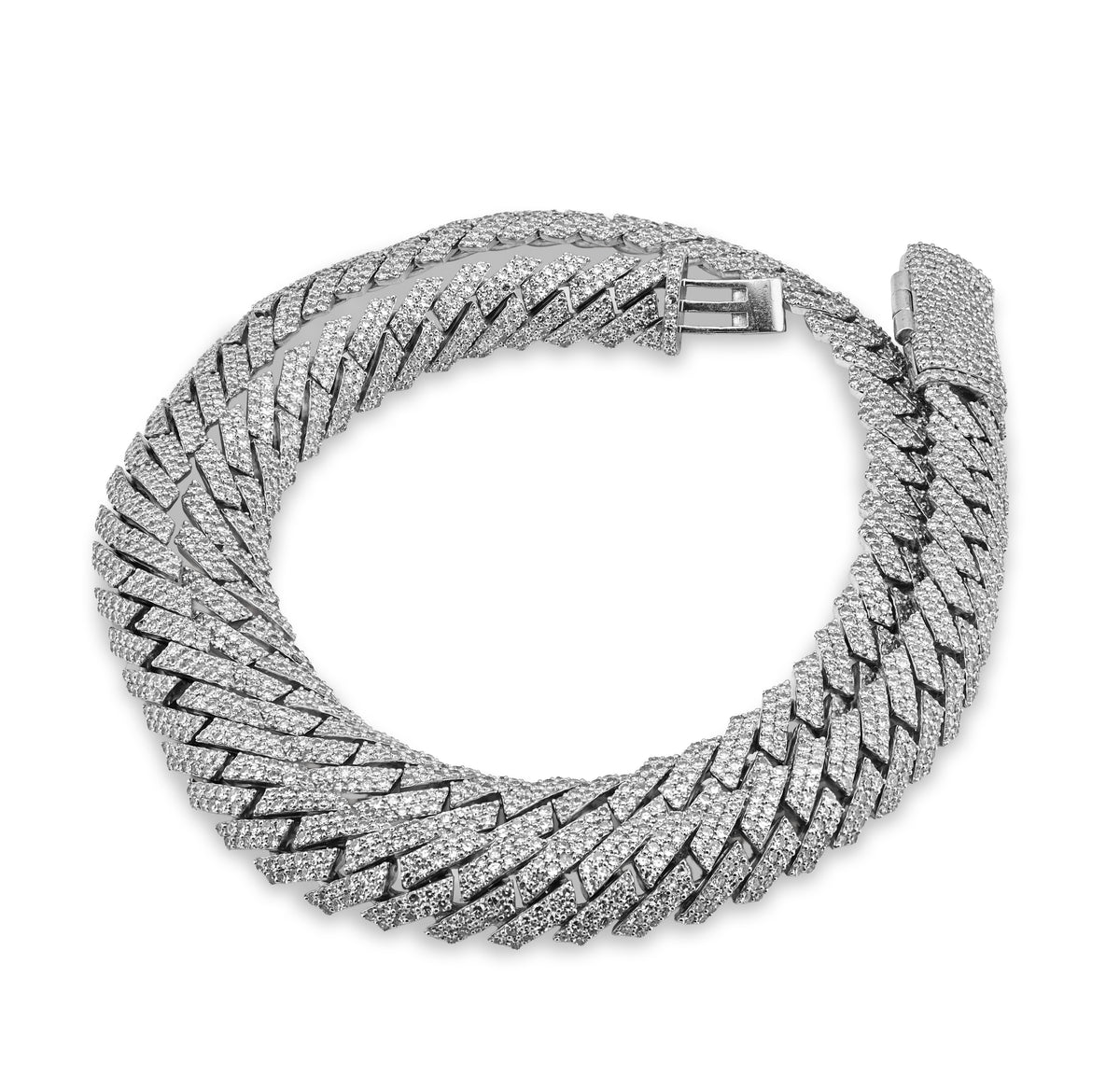 925 SS 26.45CT Lab Diamond 11MM Snake Cuban Link Men Chain 21" Necklace — view 2