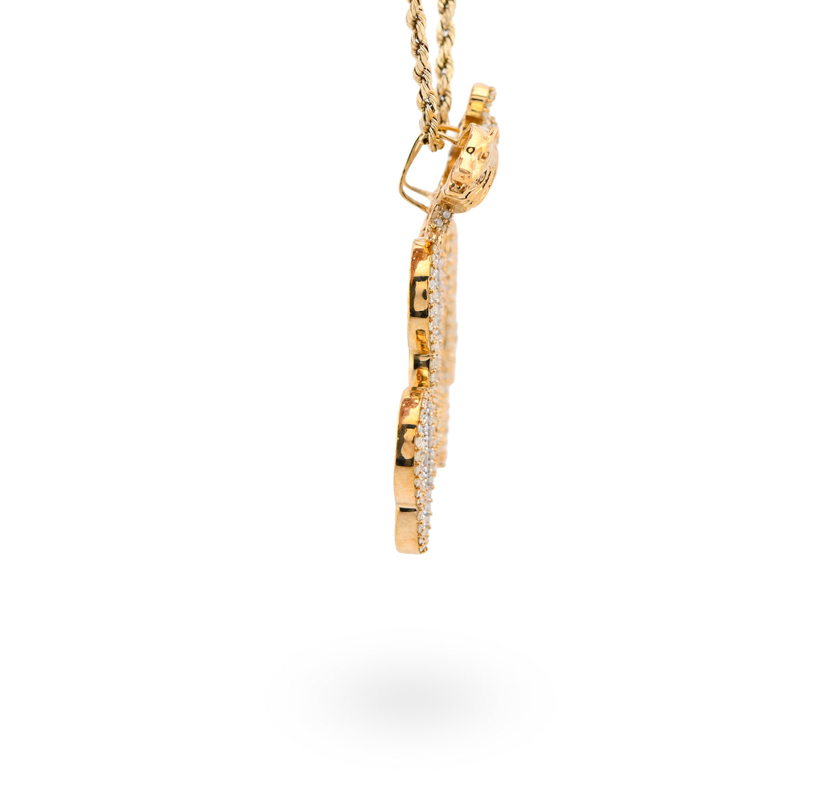 10K Yellow Gold "One & Only" Lion Bail 2.87CT Natural Diamond Men Women Pendant Charm — view 9