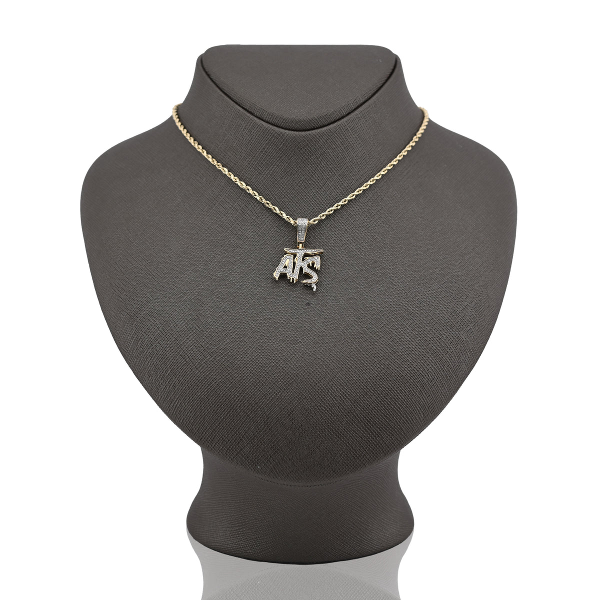 10K Yellow Gold 0.75CT Natural Diamond "ATS" Letter Pendant Men Women Charm — view 3