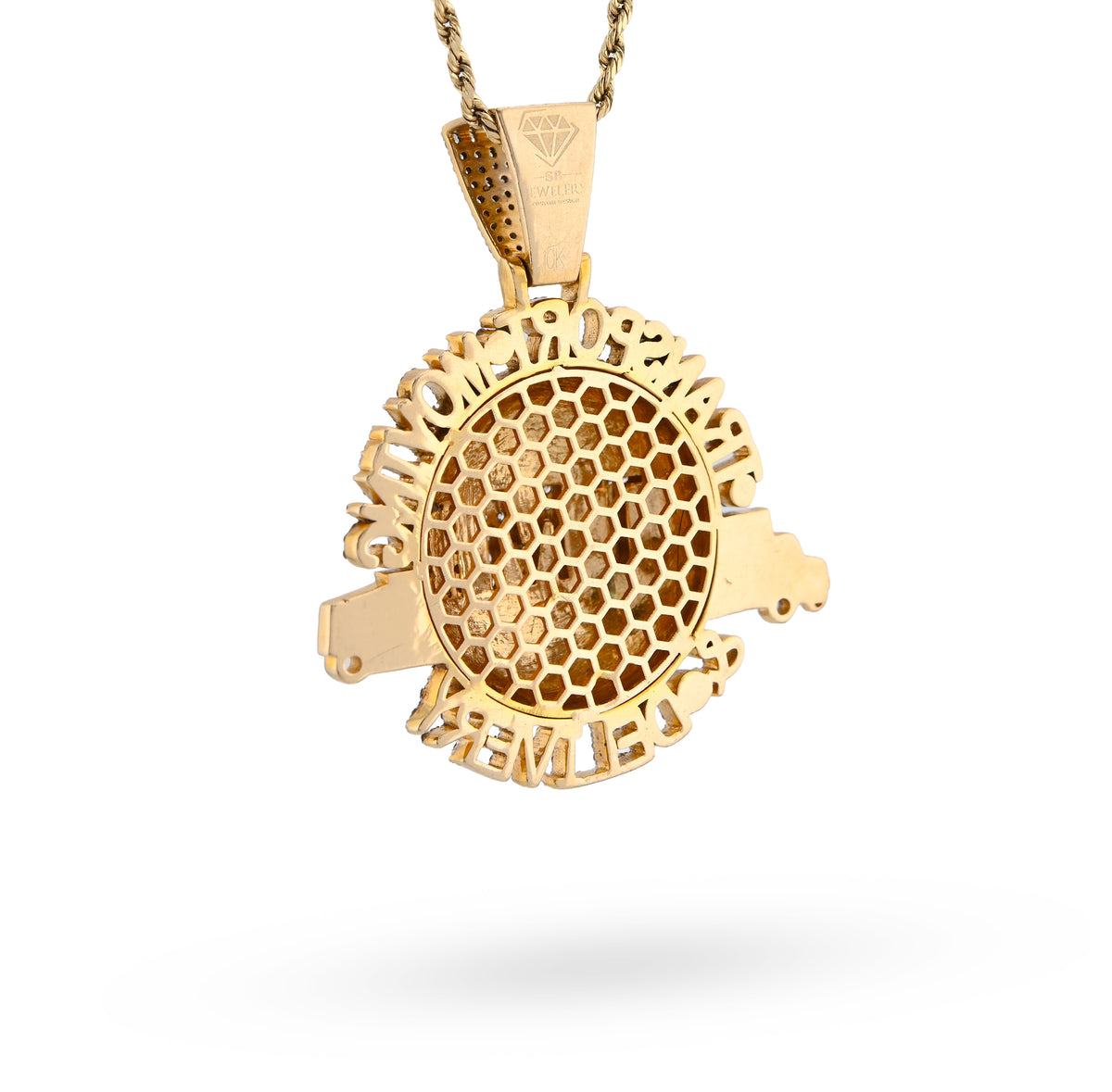 10K Yellow Gold "Transport, Moving & Delivery" Globe Truck 2CT Natural Diamond Men Pendant Charm — view 10