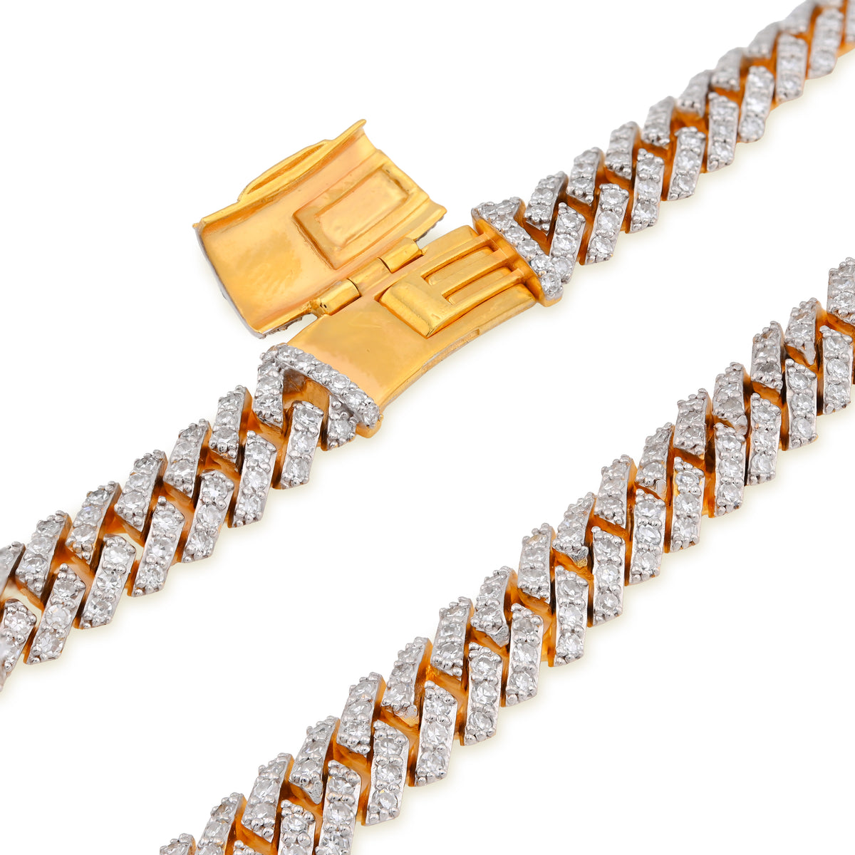 925 Yellow Silver 12.87CT 8MM Lab Diamond Snake Cuban Link Chain 21" Necklace — view 5
