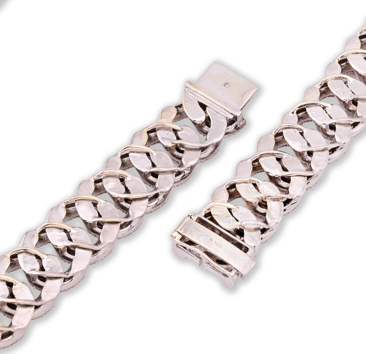 10K White Gold Natural Diamond 26.5 CT Round/Baguette Natural Diamond 17MM Cuban Link Chain 23" Men Necklace — view 5