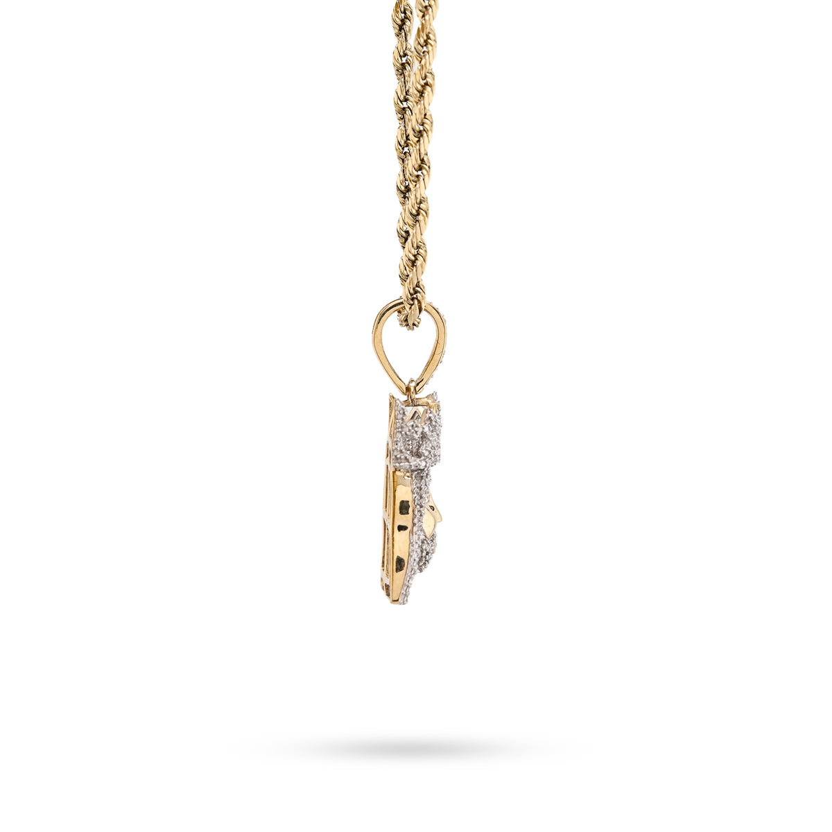 10K Yellow Gold 0.20 CT Natural Diamond Jesus Head Pendant — view 5