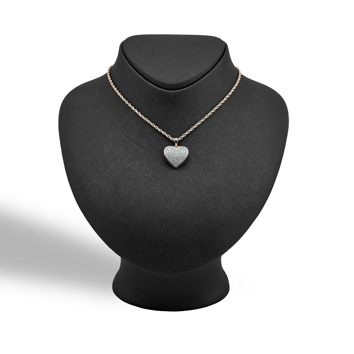 10K yellow Gold 0.45 CT Natural Diamond Heart Pendant Men Women Charm — view 2