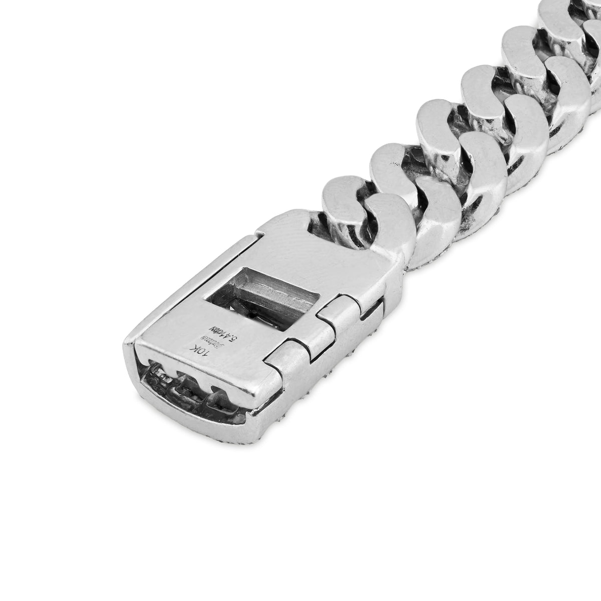 10K White Gold 7.5CT Natural Diamond Round/Baguette 8MM Cuban Link Bracelet 8" 48.8g — view 7